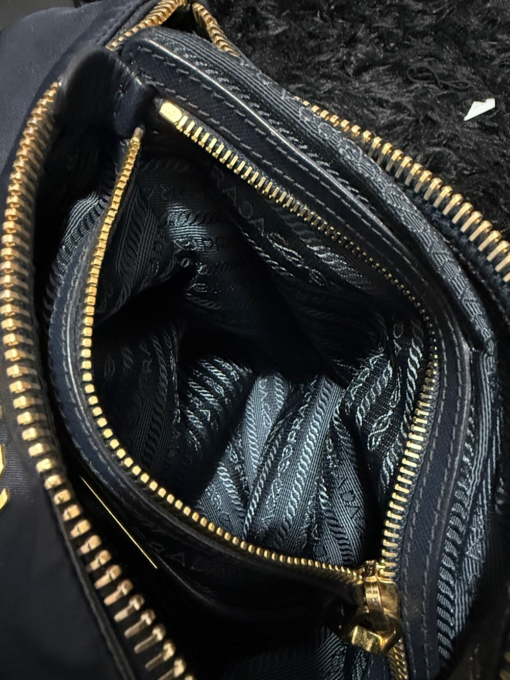 Prada Navy Nylon Crossbody with Gold Logo Hardware - Picture 12 of 16